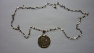 Eingefasster Münzanhänger Mit 3 Mk Silbermünze König V.  Preußen 1910 Mit Kette Bild
