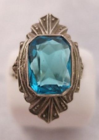 Sehr Schöner Jugendstil - Ring Mit Einem Hellblauen Spinell (aquamarin?) Um 1900 Bild
