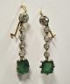 Ohrringe Hänger 1 Ct Solitär Altschliff Diamant - Smaragd Art Deco Antik Gold 585 Schmuck & Accessoires Bild 1