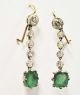 Ohrringe Hänger 1 Ct Solitär Altschliff Diamant - Smaragd Art Deco Antik Gold 585 Schmuck & Accessoires Bild 2