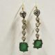 Ohrringe Hänger 1 Ct Solitär Altschliff Diamant - Smaragd Art Deco Antik Gold 585 Schmuck & Accessoires Bild 3