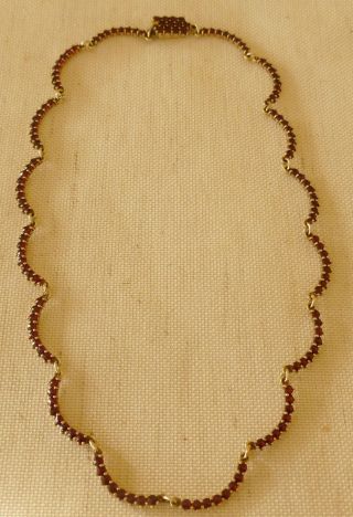 Böhmische Granatkette 800 Silber Vergoldet Collier Halskette 39,  5 Cm Bild
