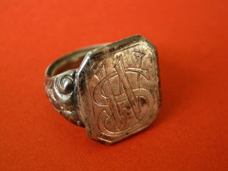 Antiker Ring Herrenring Siegelring Mit Monogramm Silber 835 Jugendstil 14,  06 Gr Bild