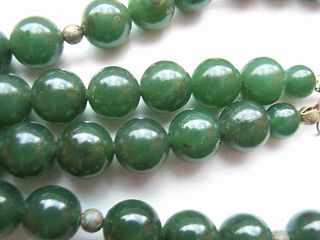 Alt Halskette Kette Grün Steine Kugel Perlen 60 Cm Bild