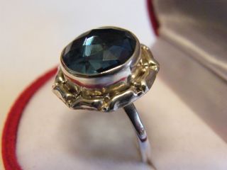 Erbstück Wunderschöner Jugendstil Blautopas Ring,  925 Silber Bild