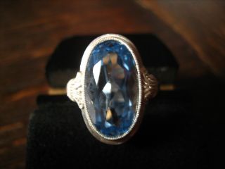 Bezaubernder Art Deco Ring Mit Aquamarin Stein Oval 935er Silber Signiert Rg 56 Bild