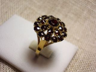 Art Deco - Norm Gold Großer Ring Granate 18 Mm Bild