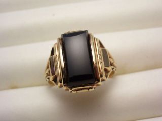Art Deco 10k 416 Gold Ring Herrenring Mit Onyx Von Lgb 20,  5 Mm Bild