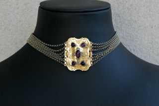 Antike Trachtenkette - Kropfkette 0,  835 Silber Mit Violetten Amethyst - Um 1920 Bild