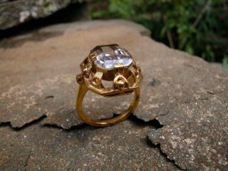 Sehr Alter Ring,  900 Silber,  Goldplattiert,  Zartfarbener Amethyst,  Handarbeit Bild