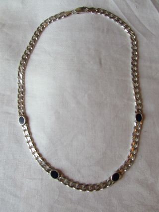 Kette Collier Silber 925 Lapislazuli Halskette Panzerkette Necklace Antik Bild