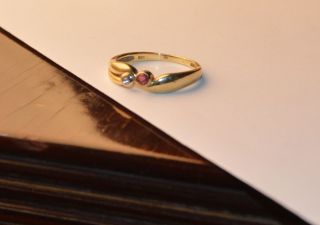 Alter Gold Ring 585er Zweistein Rubin & Diamant Gr.  54 Bild