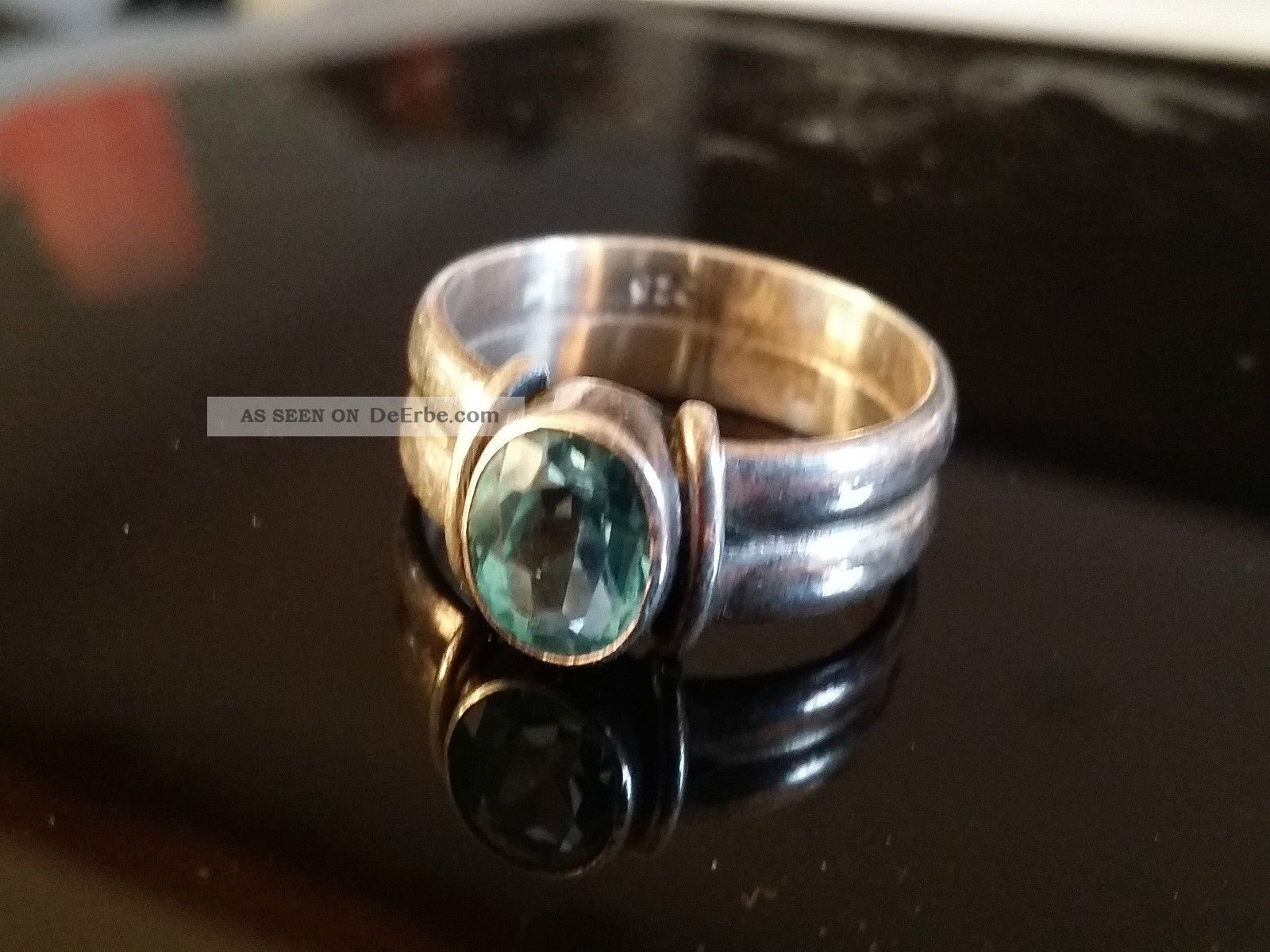 Silberring Mit Aquamarin Goldschmiedearbeit Sterling Ring
