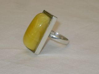 Bernstein Butterscotch Ring Silber 925 Art Deco Prunkring Xxl Antik Raritä Amber Bild