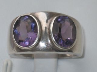 Jugendstil Silber Ring 2 X Ovaler Amethyst Design Bild