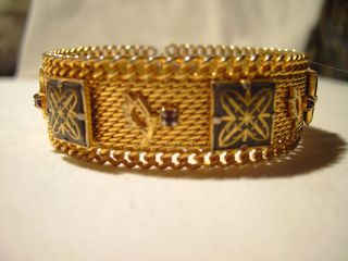 Altes Erbstück: 2 Cm Breites Toledo - Armband M.  Steinchen Vergoldet - Edel Bild
