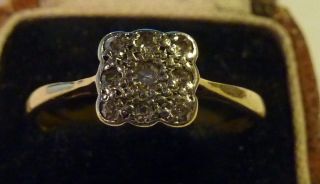 Ring Platin Gold Victorianischer Verlobungsring Art Deco 9 Diamanten,  18 Kt Bild