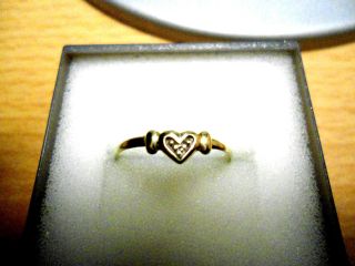 585er Damen Gold Ring - Mit Herzchen Und Diamant - - Bild