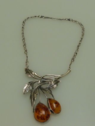 Bernstein Collier Silber 800 Vintage Polen Amber Necklace Bild