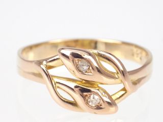 Jugendstil 585 Rot Gold Alt Schliff Diamant Schlangen Ring,  Antik,  Unikat Bild