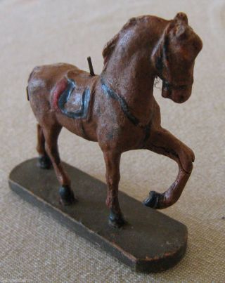 Altes Elastolin Hauser ? Pferd Soldat / Reiter Fehlt Ca.  7 Cm Bild