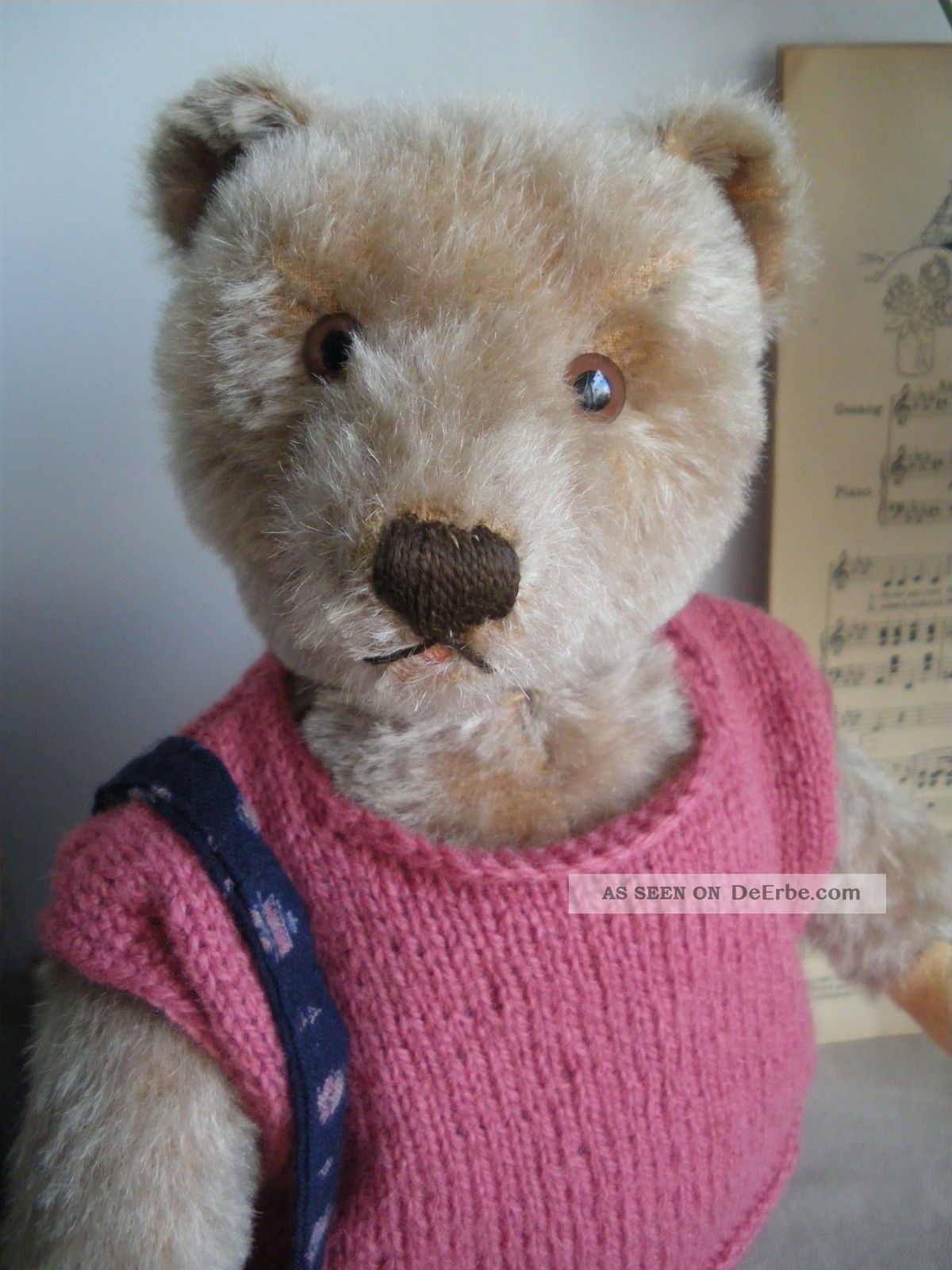 Alter Teddy BÄr, Steiff, Mohair, Brummt, 34 Cm, Top , 1950er 1960er Jahre