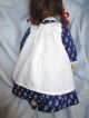 Kleid Blaudruck,  Schürze Mit Federstich Bestickt Paßt Kk - Puppe 52 Cm Nostalgieware, nach 1970 Bild 4