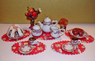 Kaffee Und Kuchen Mit Goldrand - Porzellanservice Im Puppenhaus 1:12 Bild