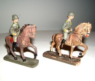 Konvolut,  Elastolin,  2x 6,  5 Cm Reiter,  Pferde,  Wehrmacht,  Reichswehr,  Germany Bild