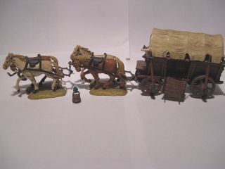 Alter Elastolin Planwagen,  Kutsche - 4 ' Er Gespann - (kleine Version) Bild