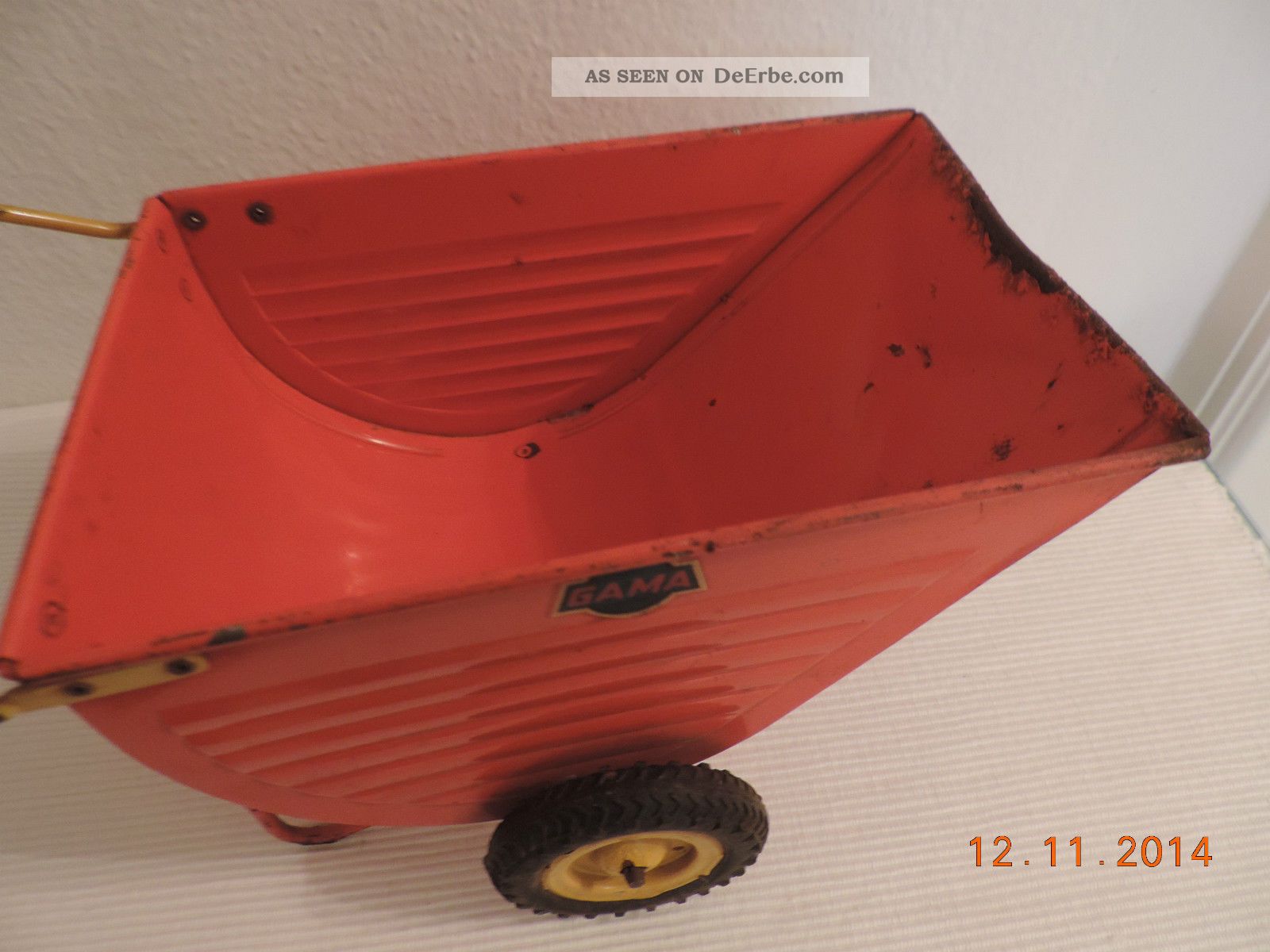 Gama Karre Lore Schub Gärtnerschubkarre Handwagen Blech 50er Jahre