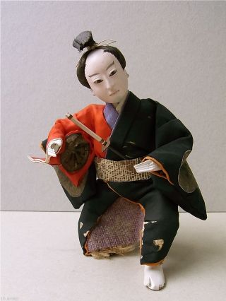 2.  Samurai Puppe F.  Hina Matsuri Fest Glasaugen Muschelkalk Japan Um 1920 Bild
