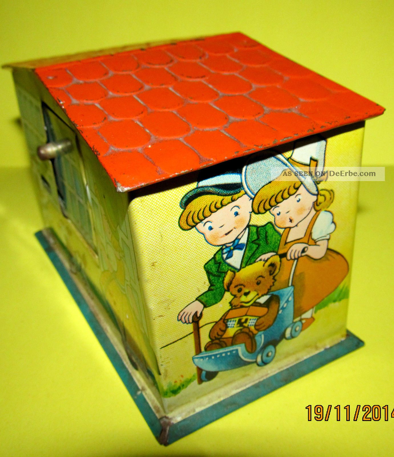 Spardose, Sparbüchse, Aus Blech, D. G. M. , Made In Germany, Us Zone