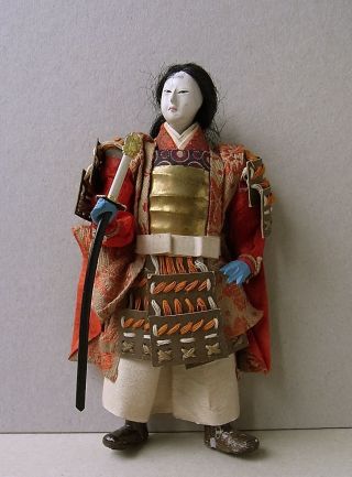 1.  Samurai Puppe F.  Hina Matsuri Fest Glasaugen Muschelkalk Japan Um 1920 Bild