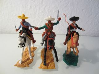 3 Western Mexikaner - Reiter - Figuren Mit Pferd Von Timpo Toys Bild