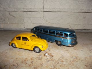2 Kellermann Blechautos,  Cko,  425,  381,  Käfer,  Bundespost,  Bus,  Friktion Bild
