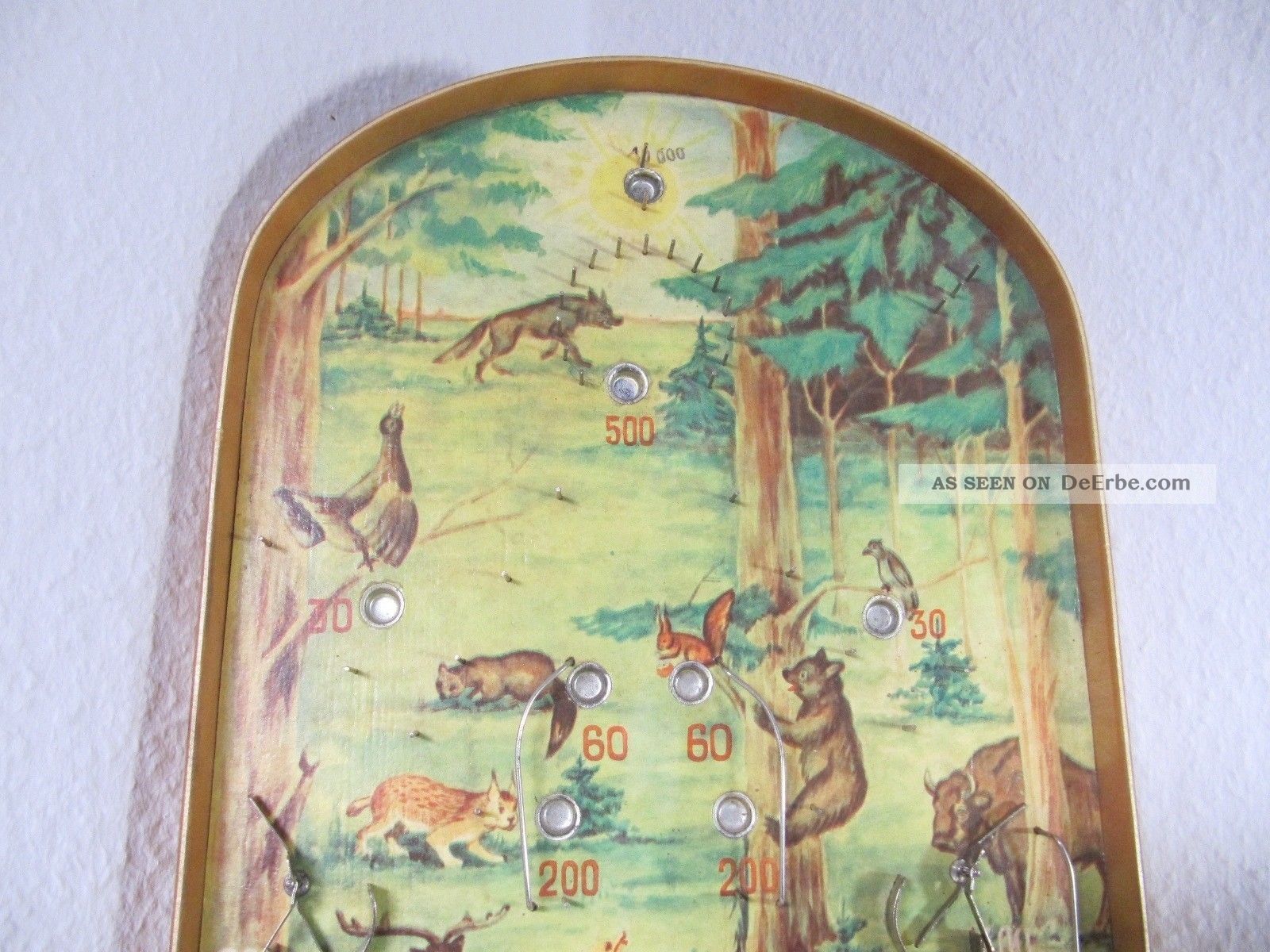 Alter Tischflipper, Murmelflipper Aus Holz Mit Tiermotiven