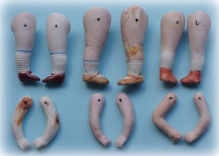Puppenklinikzubehör,  Ersatzteile Puppenstubenpuppen: 3 Paar Arme,  3 Paar Beine Bild