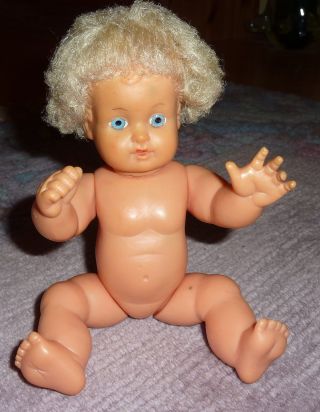 E.  S.  22 Kleine Blonde Puppe Mit Blauen Augen,  22cm,  70er Jahre, Bild