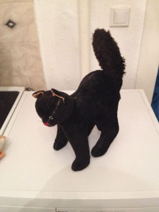 Steiff Tier Antik Schwarze Katze Spielzeug Bild