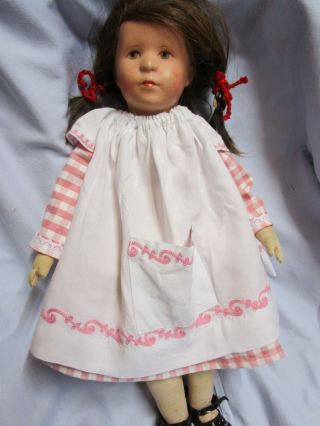 Kleid Rosa Karo,  Schürze Mit Ornamentenstickerei Paßt Kk - Puppe 52 Cm Bild
