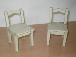 2 Alte Stühle Für Puppenstube Puppenhaus Sehr Alt Holz Lackiert Bild