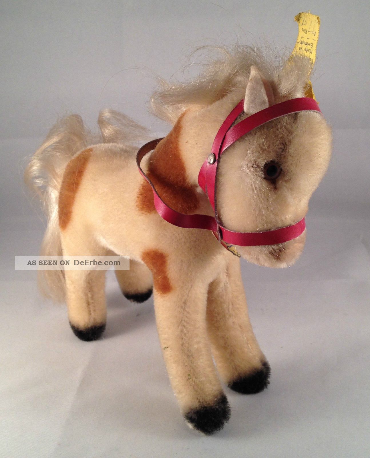 Steiff Pony 1317, 00 Alt Mit Zaumzeug Schild Knopf Und Fahne Ca