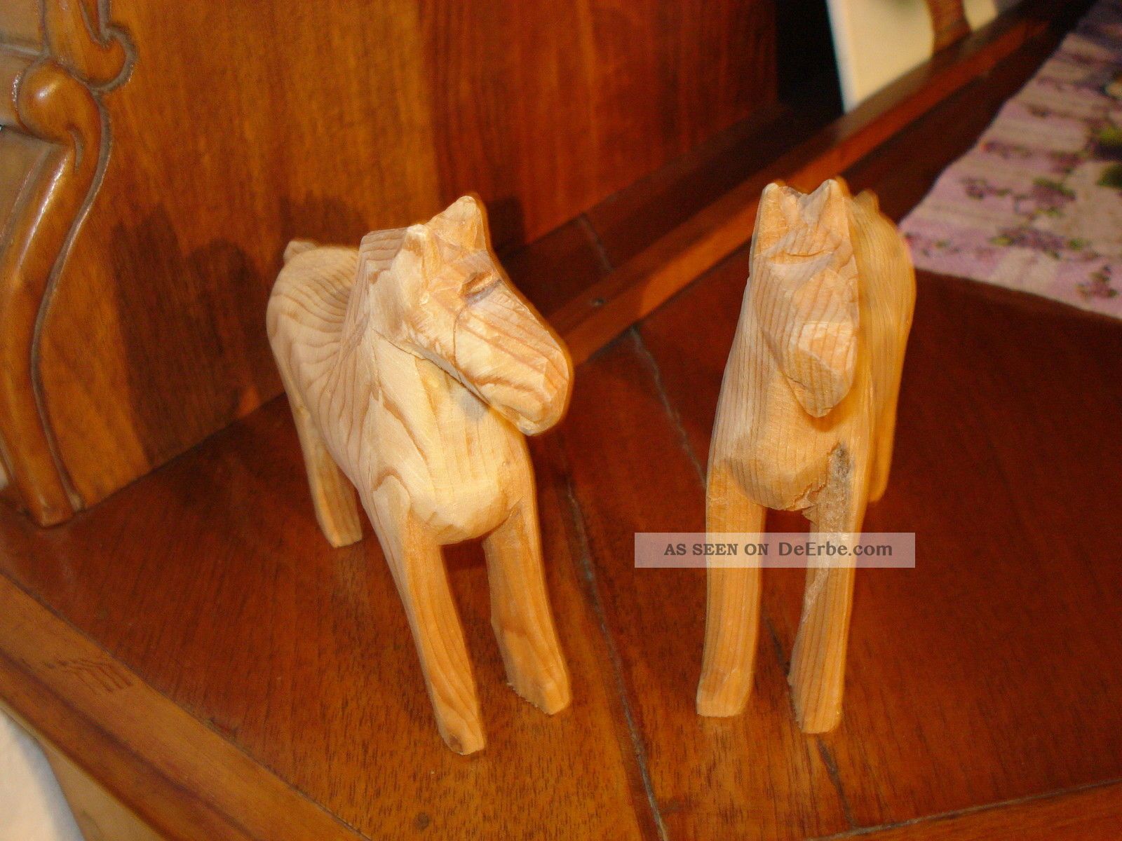 2 Pferde Aus Dem Grödnertal. ,  Holz Geschnitzt,  Um 1910,  Selten. Holzspielzeug Bild
