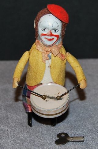 Schuco Solisto Tanzfigur Clown Mit Trommel,  Uhrwerk Ok,  11,  5 Cm Bild