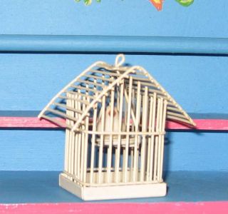 Vogelkäfig Mit Vöglein Auf Der Stange Miniatur Puppenstube Puppenhaus Setzkasten Bild