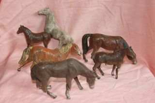 Pferde,  6 Stück,  Elastolin,  Rar,  Natur,  Figur,  Tiere Bild