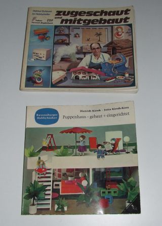 2x Buch Puppenhaus,  Spielzeug - Bastelbuch - Anleitung / Bauanleitung 60er Jahre Bild