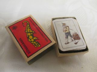 Altes Mini Kartenspiel 52,  1 Joker In Streichholzschachtel Bild