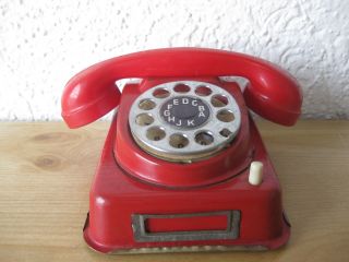 Kinder Telefon A.  Blech A.  D.  50er Jahren Us Zone Mit Klingel Und Wählscheibe W48 Bild